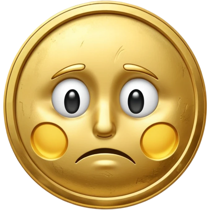 golden coin with a sad face emoji
