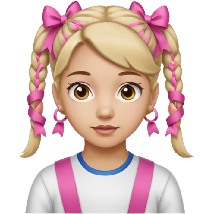 a bay girl with two ponytails and pink ribbons emoji