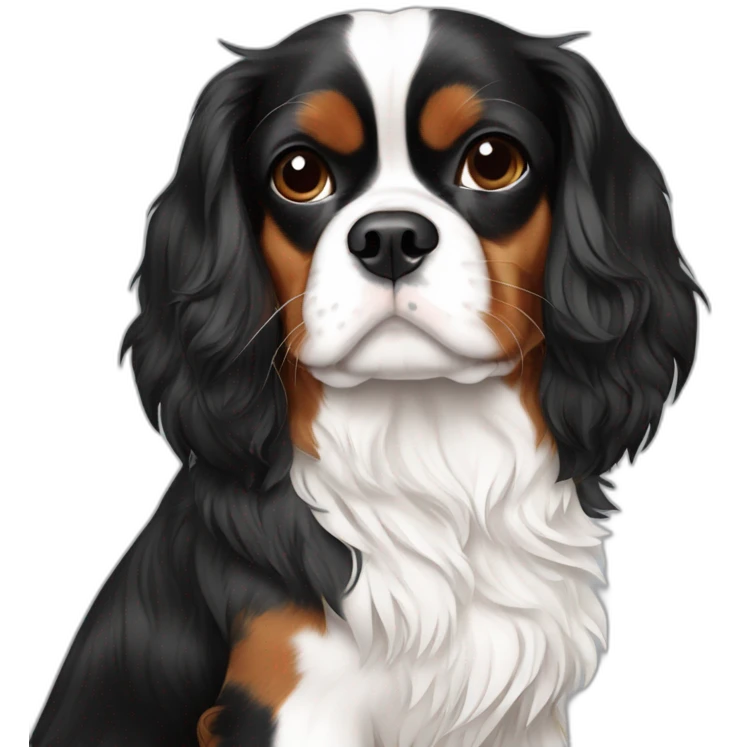 King Charles Cavalier Black Tan and White emoji