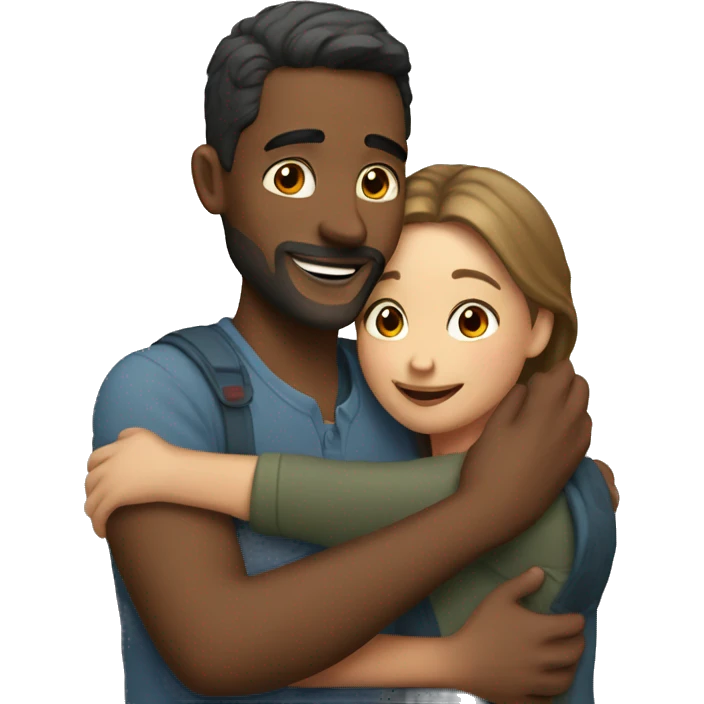 couple hug with warm smiles emoji