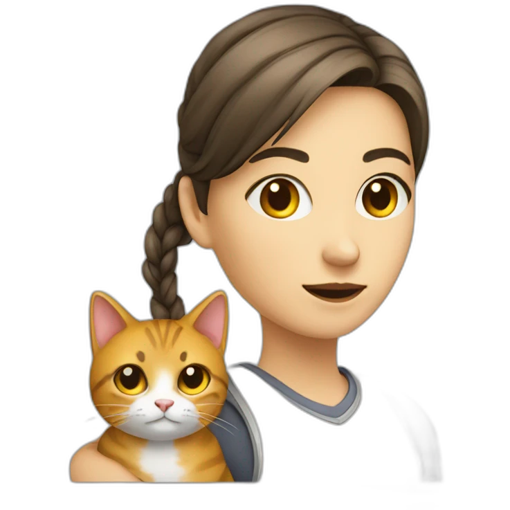A girl with a cat, a programmer emoji