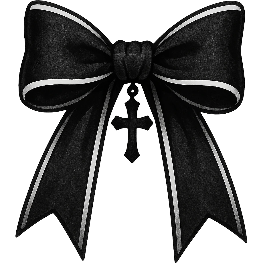 goth black white bow  , remove background  emoji