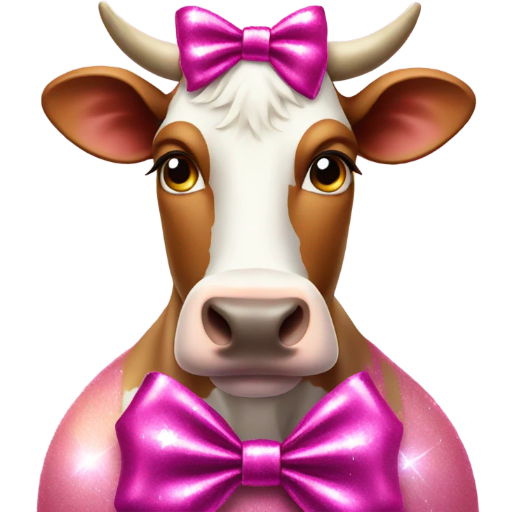 Cow wearing a bling bow emoji