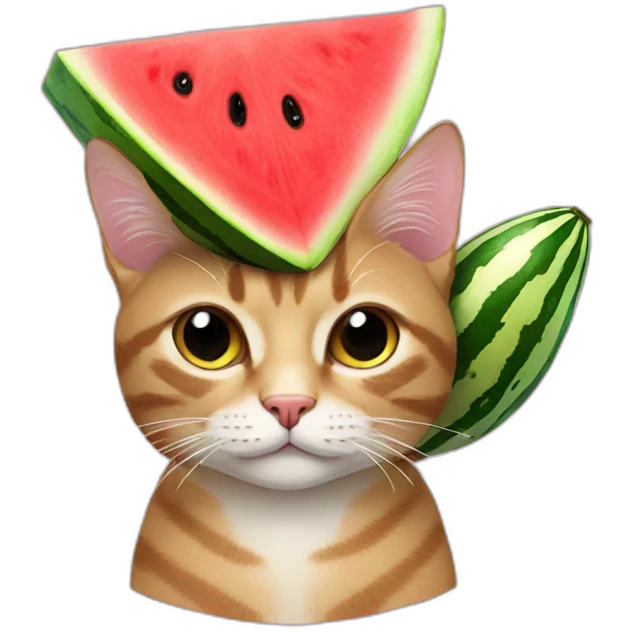cat with watermelon hat emoji