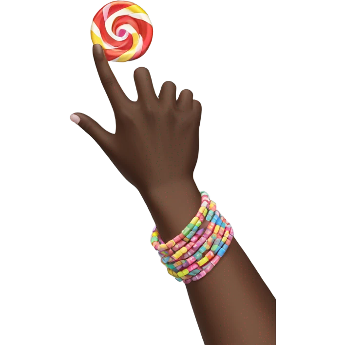hand up with a candy bracelet on emoji