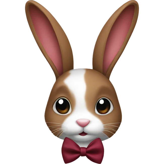 Brown and white bunny with burgundy bow emoji