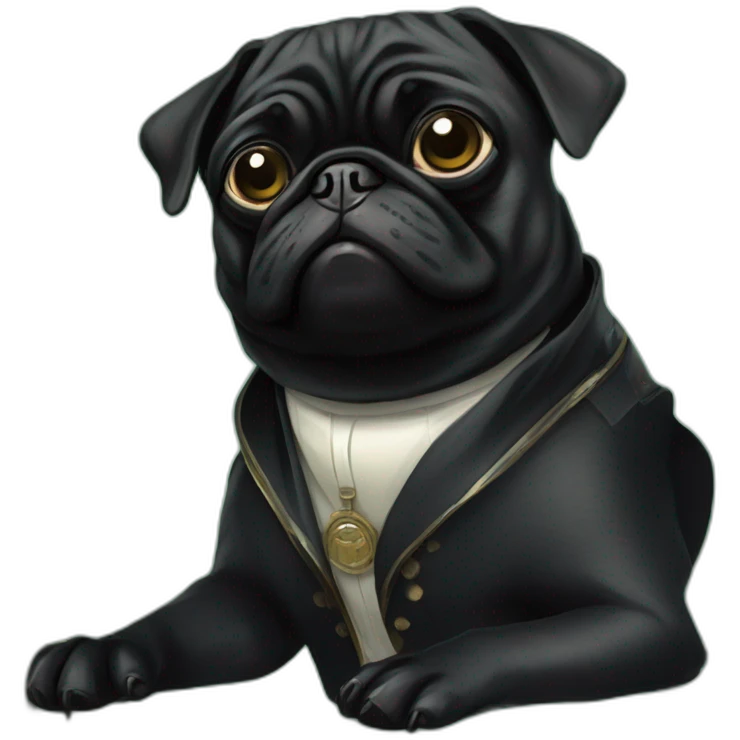 A cyberpunk black pug in Art Nouveau style during 1910 emoji
