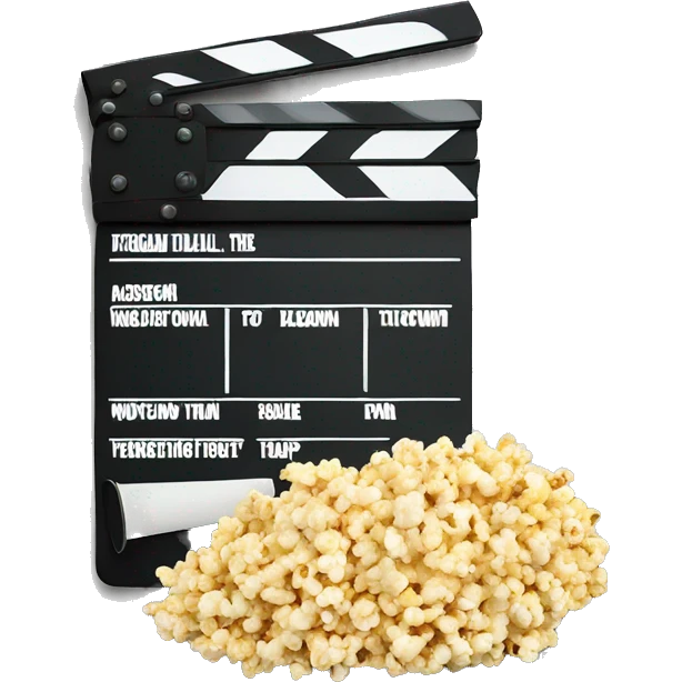 a filming clapperboard filled with pop corn emoji