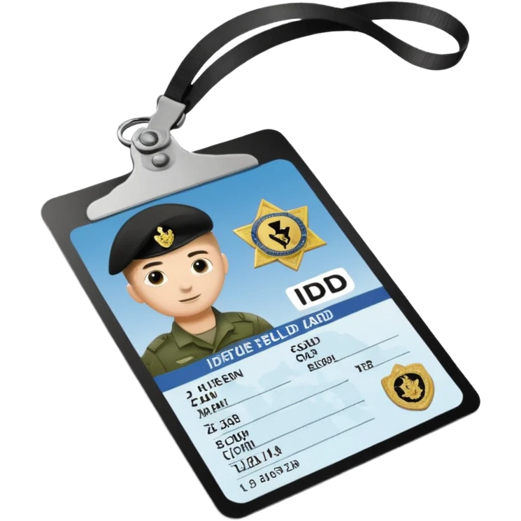 Floating black Scissors cutting in half an idf soldier ID card with a little chip in 2 parts emoji