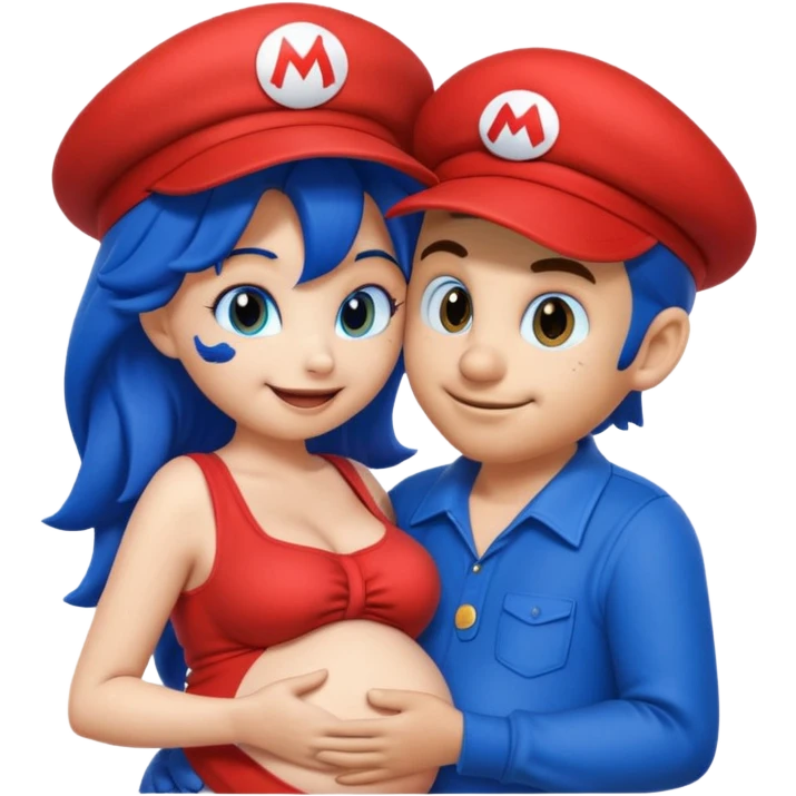 pregnant sonic kissing mario emoji