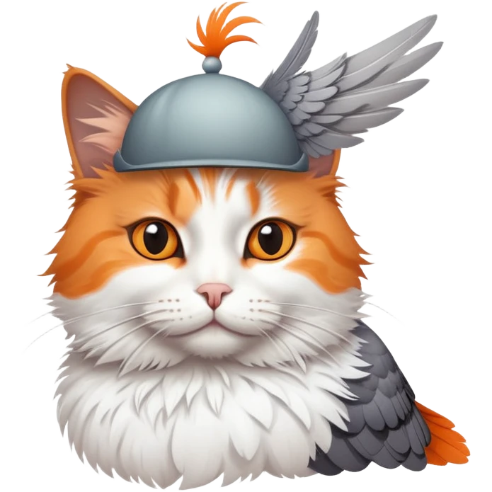 A cat with a pigeon on its head emoji