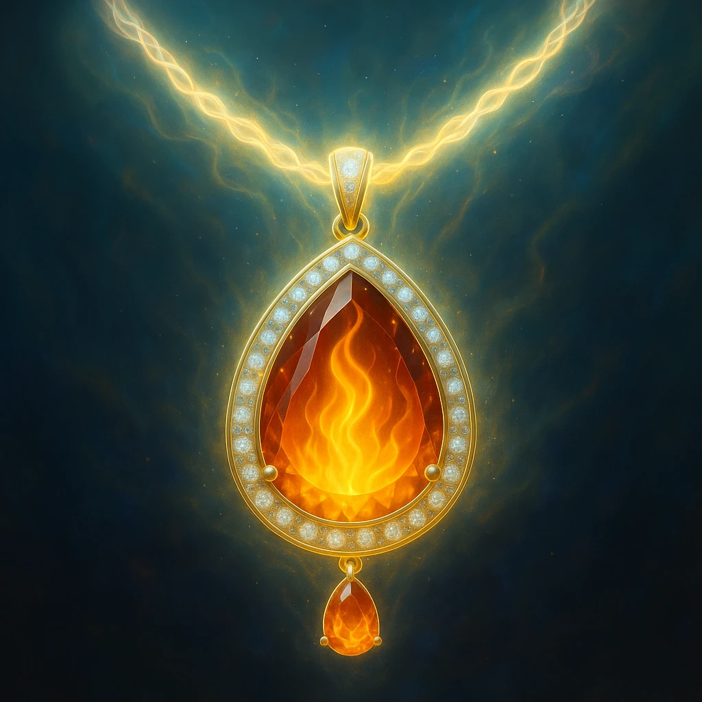 Make the necklace floating and ethereal, with a glowing aura emoji