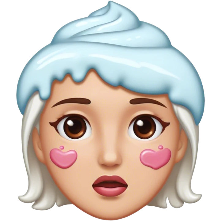 Woman’s face with frosting spilled on it  emoji