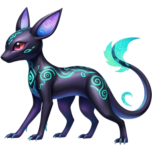 Shiny Ethereal Celestial Futuristic Divine Salandit-Umbreon-Espeon-Hybrid (Full body) emoji