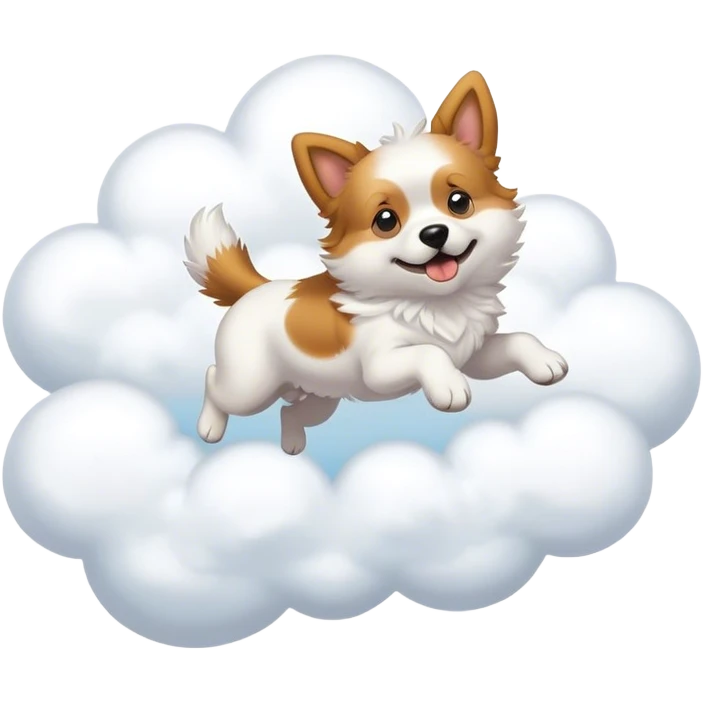 Dog jumping on cloud  emoji
