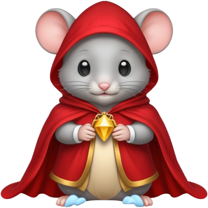 baby grey mouse, in magic red cloak emoji