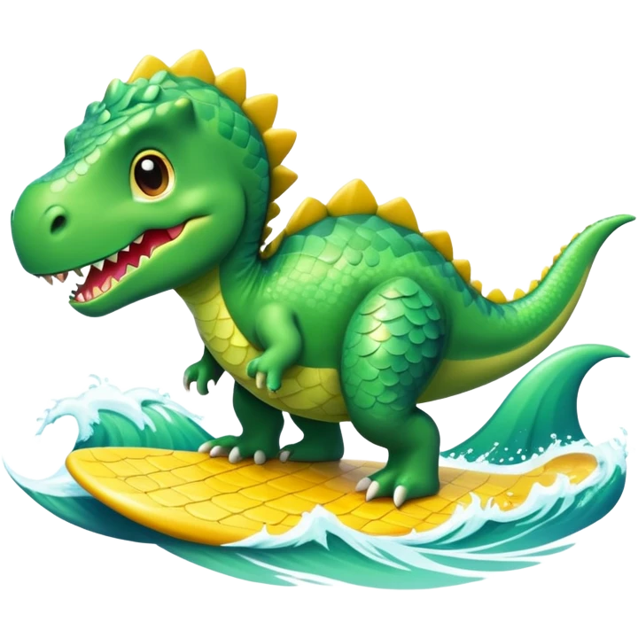 Dino using surf emoji