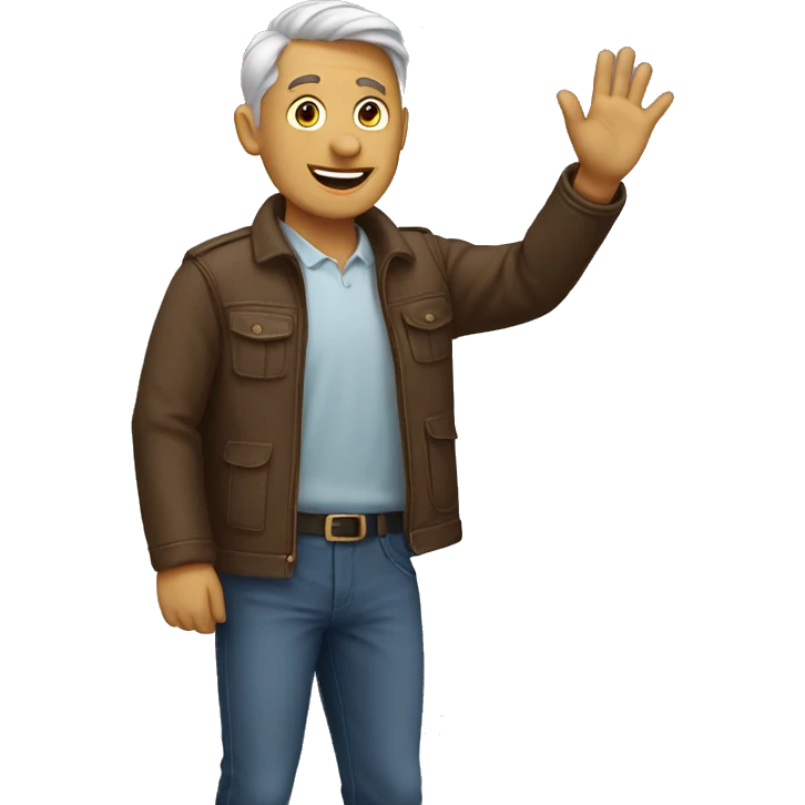 Man waving goodbye emoji