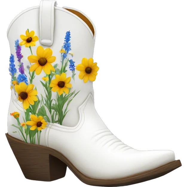 wildflowers inside of white cowboy boots emoji