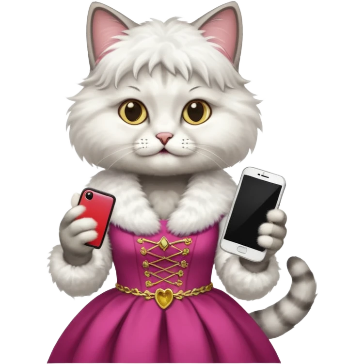 russia cat with custome dress and smartphone emoji