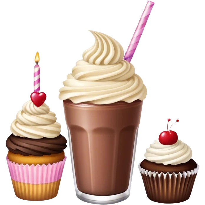 chocolate milkshake birthday cupcake  emoji
