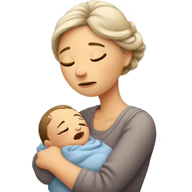 European sad mother with newborn emoji