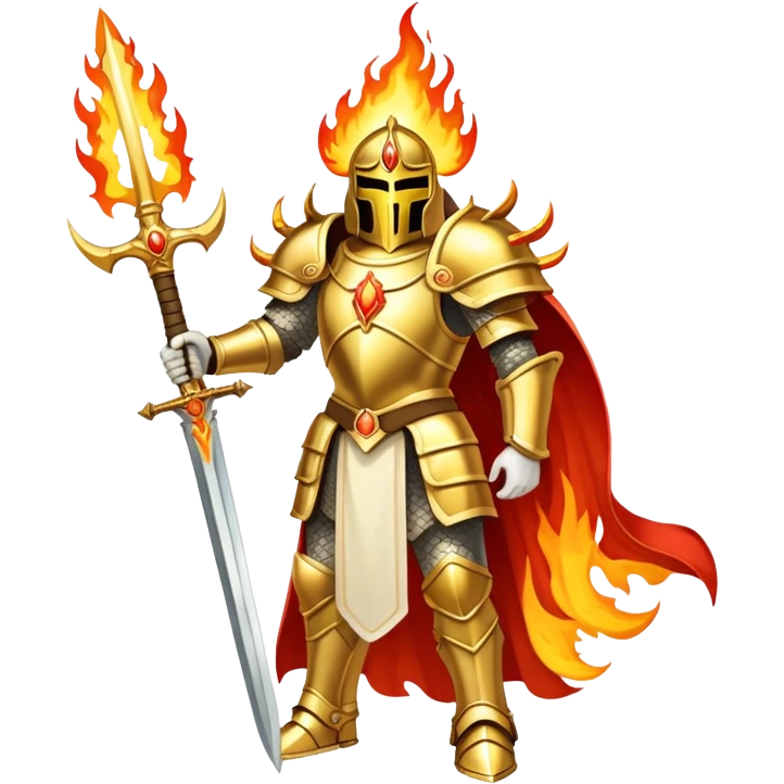 Emperor of Mankind from Warhammer 40K with golden armor and a large flaming sword emoji