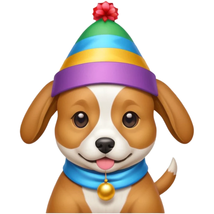 Dog in new yaer hat wrapped paper new yaer  emoji