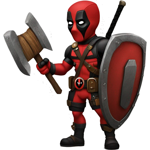Deadpool holding Viking shield emoji