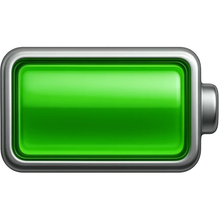 emoji stile iphone di batteria carica in verde, iperrealistico 4k emoji