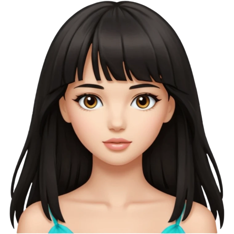 Victoria secret angel girl with bangs and long dark hair emoji