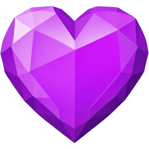 Polygonal purple heart, flat, heart with corners emoji