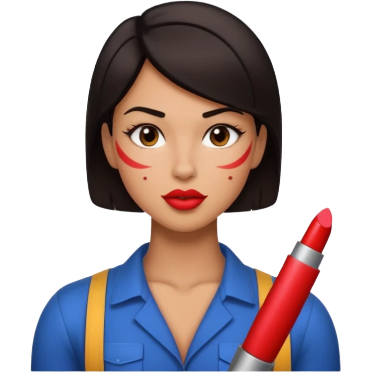 Hot engineer with lipstick kiss mark on cheek and muscles emoji