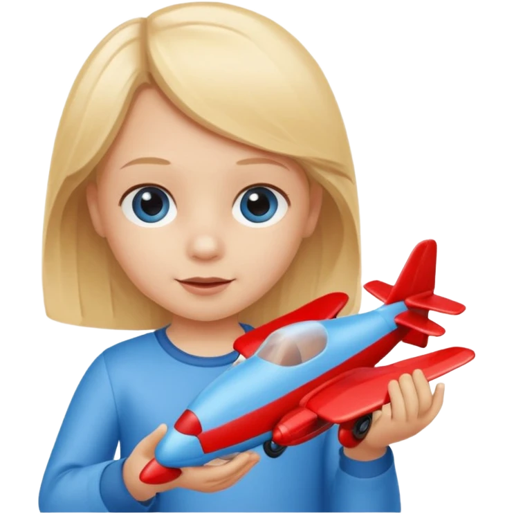 blonde child playing with plane emoji
