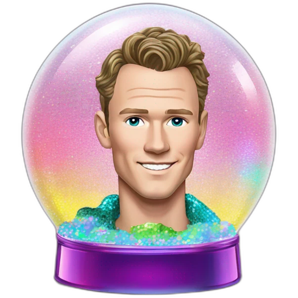 Jonathan Toews inside a rainbow sequin neon disco snow globe with pastel roses emoji