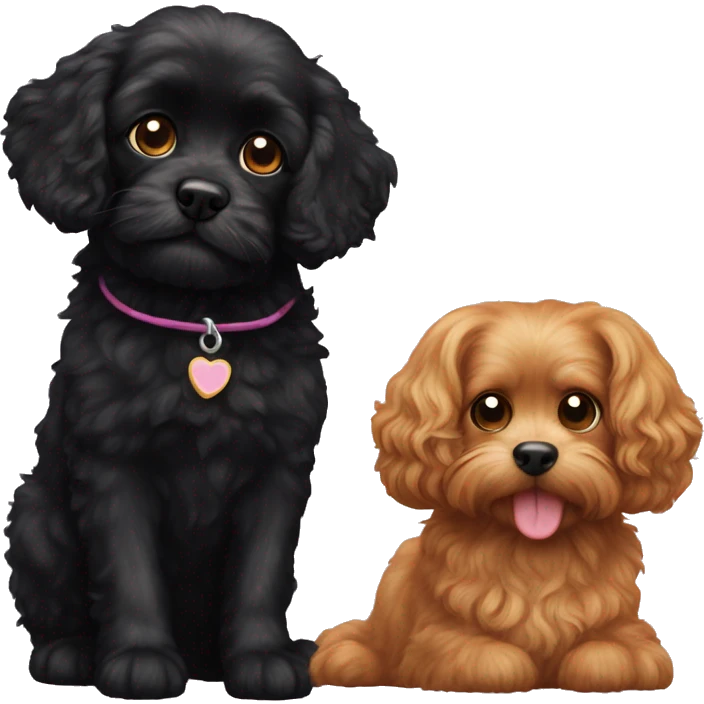 Cavapoo and a black cat emoji