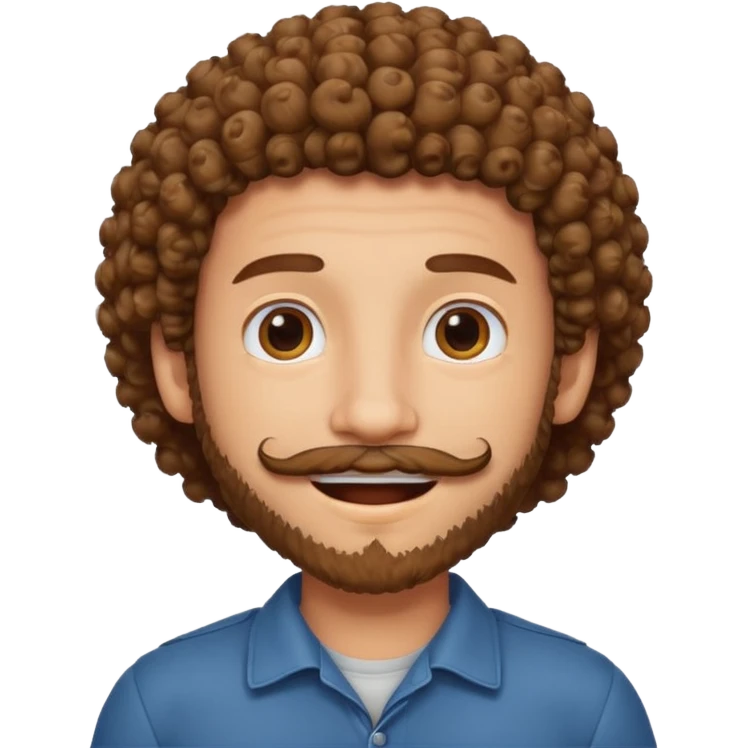 یه پسر مو فرفری با ریش و سبیل emoji