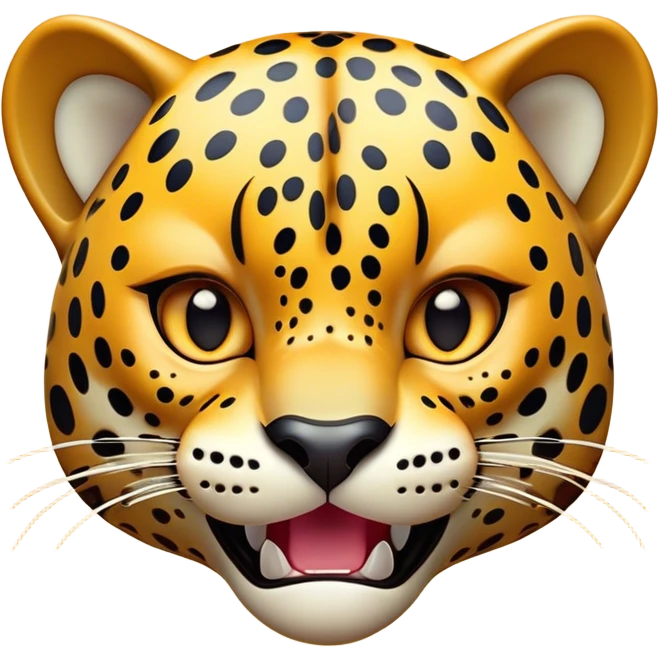 Cinematic Comical Jaguar Portrait Emoji, Head tilted dramatically with an exaggeratedly shocked expression, featuring a sleek, agile form with bold spotted patterns and wide, comically expressive eyes full of humorous disbelief, Simplified yet hilariously expressive features, highly detailed, glowing with a slightly sassy wild glow, high shine, dramatic yet playful, stylized with an air of quirky feline attitude, soft glowing outline, capturing the essence of a meme-worthy jaguar that appears ready to side-eye its way into viral fame instantly! emoji