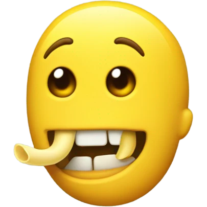 Emoji with a yellow bone in its mouth emoji