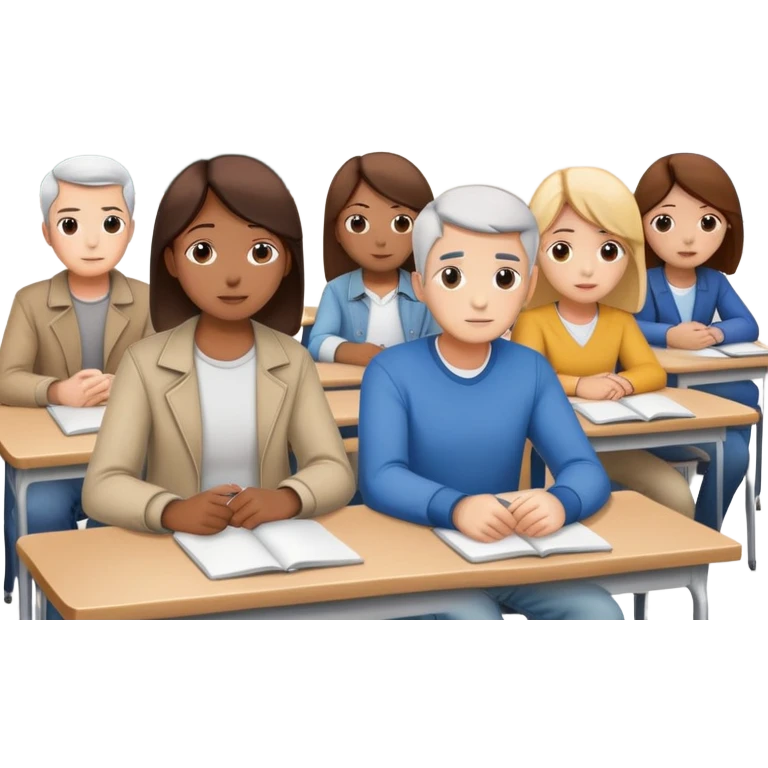 adults sitting in a classroom facing away emoji