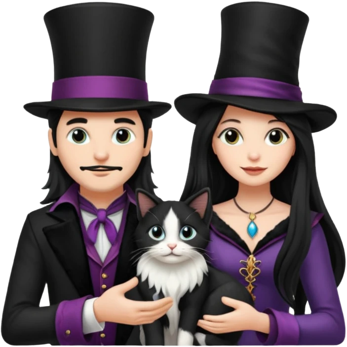 Lonfmagician couple and their pet cat emoji
