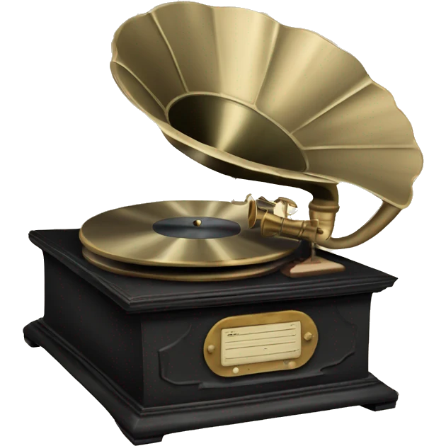 vintage gramophone with stack of vintage vinyl records emoji