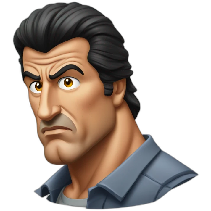 sylvester stallone serious cartoon wearing shirt emoji