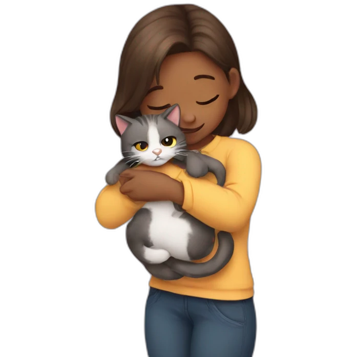 girl hug a cat emoji
