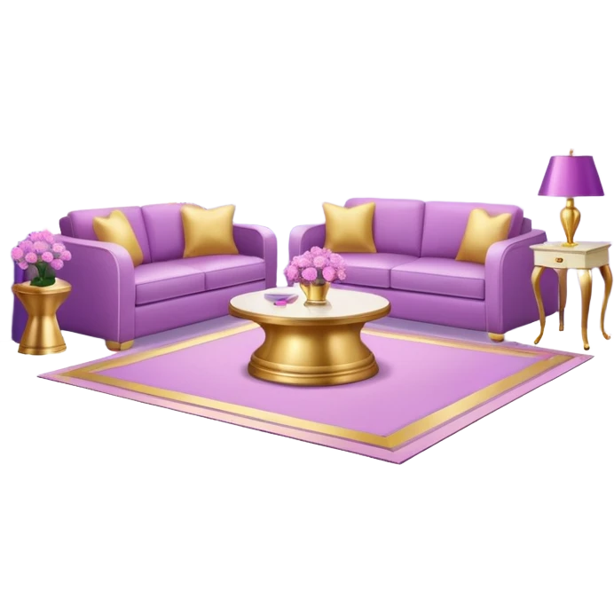 luxury studio apartment with pink, gold and lilac decorations emoji