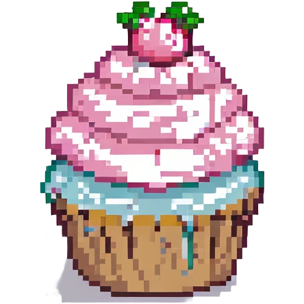 A cupcake with pink icing emoji