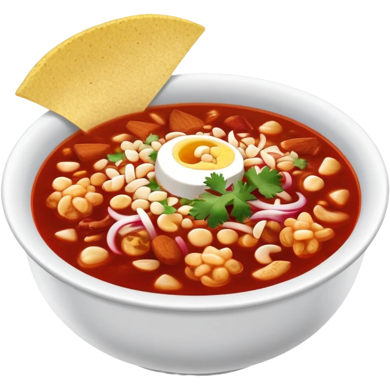 a bowl of pozole rojo, ultra realistic emoji