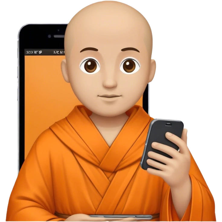 a mobile Phone in a monk orange robe emoji