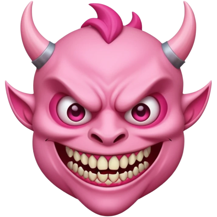 pink demon with sharp teeth emoji