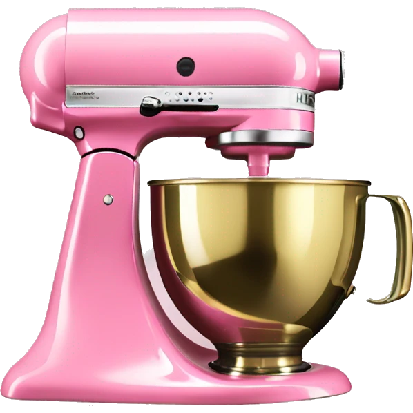 Realistic pink kitchenaid mixer with gold hardware. emoji